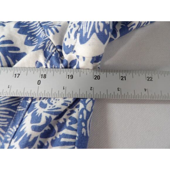 Croft and Barrow Medium Linen Floral Tropical Blue White Jacket Zip Vacay - Picture 10 of 10